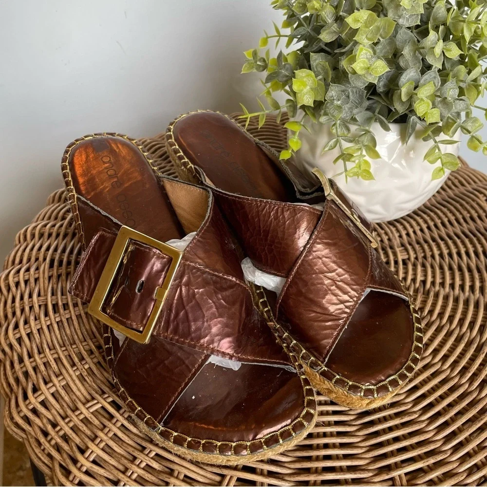 Andre Assous crossed straps Espadrilles wedges sandals size eu 38 usa 7.5